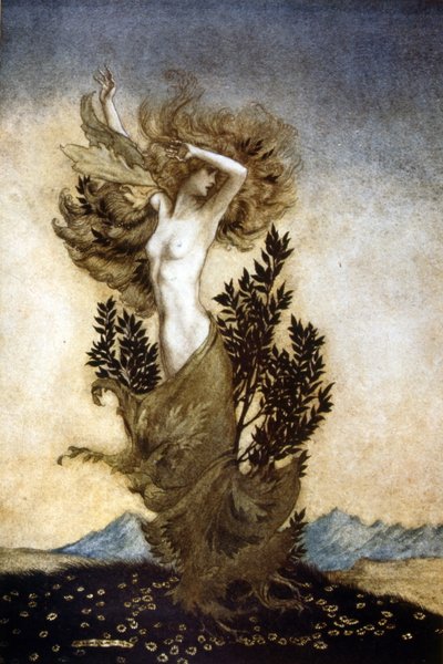 Comus, una maschera in onore della castità da Arthur Rackham