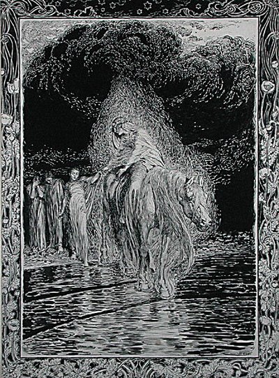 Attraversando il fiume da Arthur Rackham