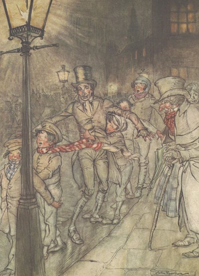 Giù per uno scivolo a Cornhill da Arthur Rackham
