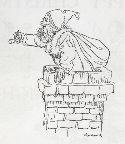 Babbo Natale che scende da un camino da Arthur Rackham