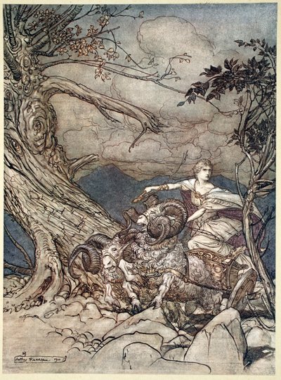 Fricka si avvicina con rabbia da Arthur Rackham