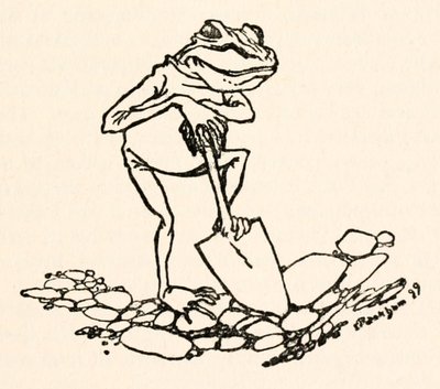 Rana con una vanga dai Viaggi di Gulliver di Jonathan Swift da Arthur Rackham