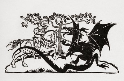 San Giorgio e il drago. Dal libro English Fairy Tales raccontato da F.A. Steel con illustrazioni di Arthur Rackham, pubblicato nel 1927. da Arthur Rackham