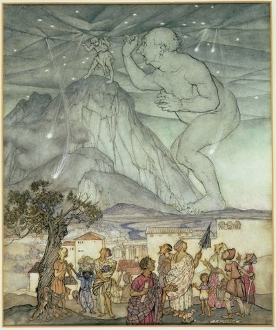Ercole che sostiene il cielo al posto di Atlante da Arthur Rackham
