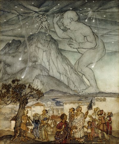 Ercole che sostiene il cielo al posto di Atlante da Arthur Rackham