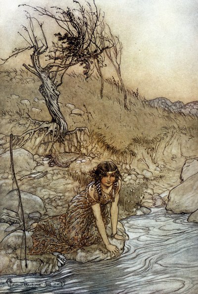 Hermia: Illustrazione di Arthur Rackham per Il Sogno di una Notte di Mezza Estate di William Shakespeare da Arthur Rackham