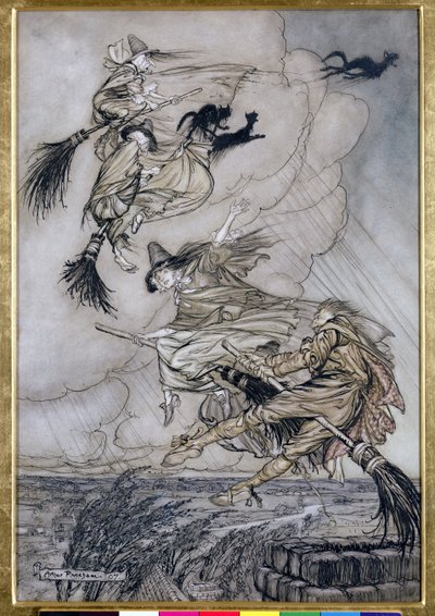 Hey! Su per il Camino Ragazza! Hey Dopo di te!, illustrazione in The Ingoldsby Legends of Mirth and Marvels, 1907 da Arthur Rackham