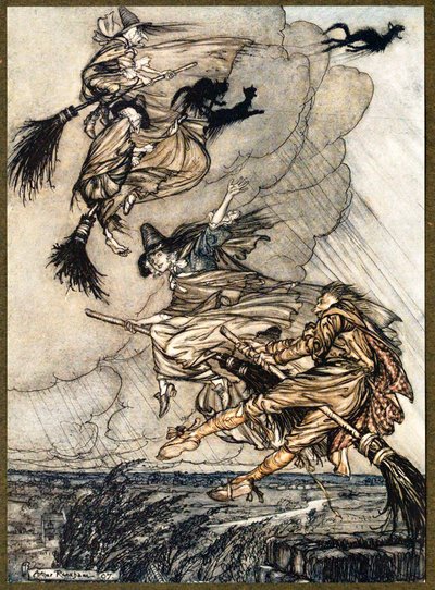 Ehi! Su per il camino, ragazza! Ehi, dopo di te!, da The Ingoldsby Legends, pub. 1907 da Arthur Rackham
