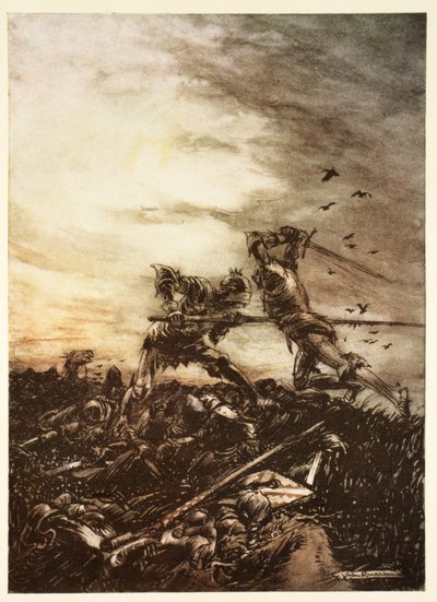 Come Mordred fu ucciso da Artù, e come Artù fu ferito a morte, illustrazione da 