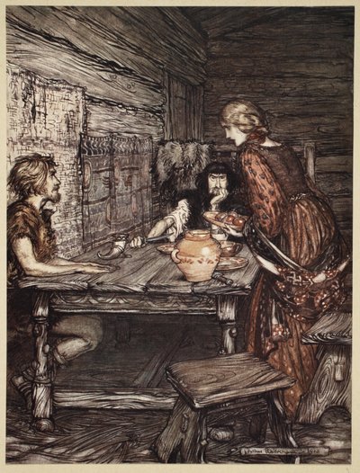 Hunding scopre la somiglianza tra Siegmund e Sieglinde, illustrazione da 