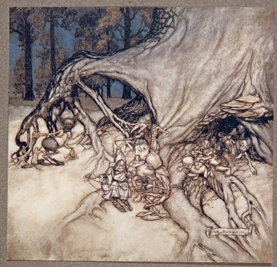 Se i cattivi tra le fate dovessero essere fuori, da Peter Pan nei Giardini di Kensington di J M Barrie (1860 - 1937), pub. 1906 da Arthur Rackham