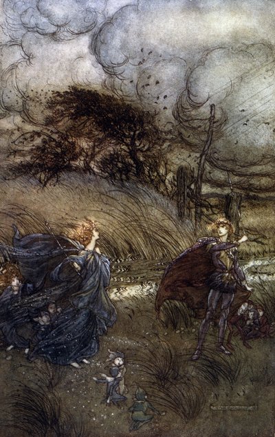Illustrazione di Arthur Rackham per Il sogno di una notte di mezza estate di William Shakespeare da Arthur Rackham