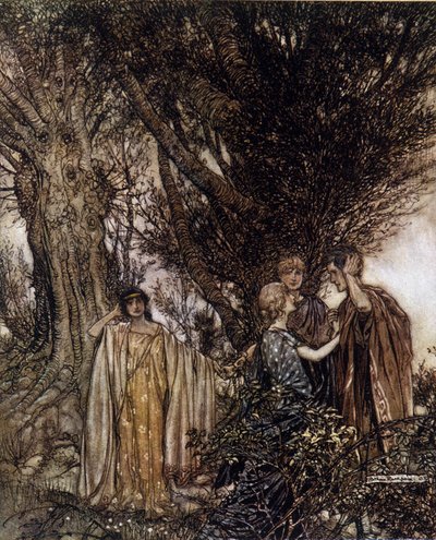 Illustrazione di Arthur Rackham per Il Sogno di una Notte di Mezza Estate di William Shakespeare da Arthur Rackham
