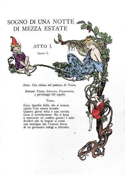 Illustrazione per Il Sogno di una Notte di Mezza Estate di William Shakespeare da Arthur Rackham