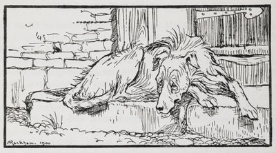 Illustrazione di un cane da Il vecchio sultano da Arthur Rackham