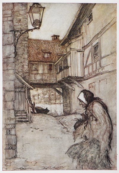 Illustrazione da La Paglia, il Carbone e il Fagiolo da Arthur Rackham