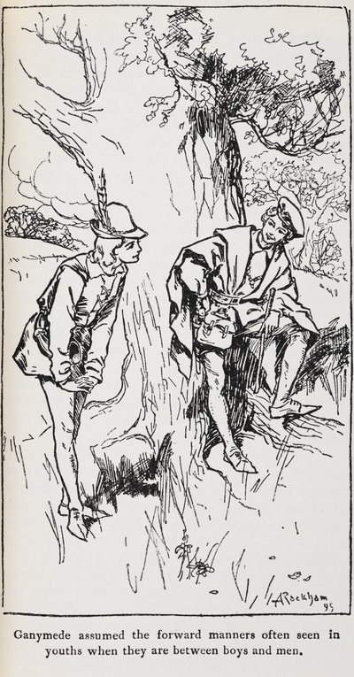 Illustrazione di Ganimede da Come vi piace da Arthur Rackham