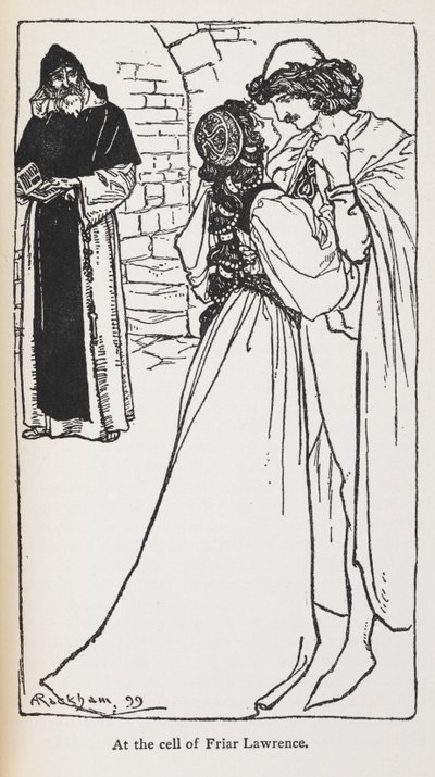 Illustrazione degli amanti sfortunati in Romeo e Giulietta da Arthur Rackham