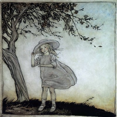 Coccinella, Coccinella Vola Via, illustrazione da Mother Goose, le Vecchie Filastrocche da Arthur Rackham