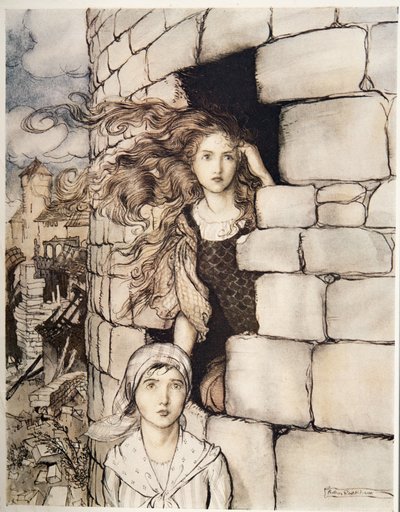 Maid Maleen, da Fratellino e Sorellina e Altri Racconti dei Fratelli Grimm, pub.1917 da Arthur Rackham