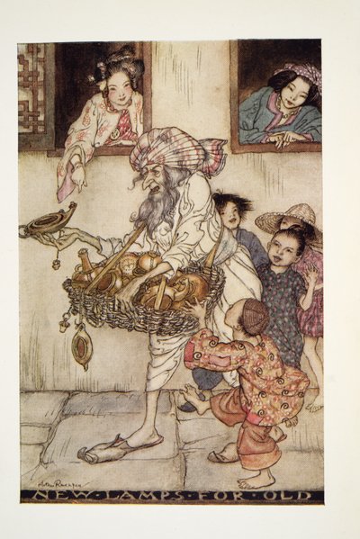 Nuove lampade per vecchie, da The Arthur Rackham Fairy Book, pub. 1933 da Arthur Rackham
