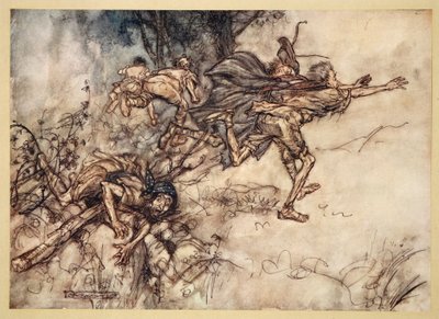 O mostruoso! O strano! siamo perseguitati. Pregate, maestri! fuggite, maestri! Aiuto!, illustrazione da 