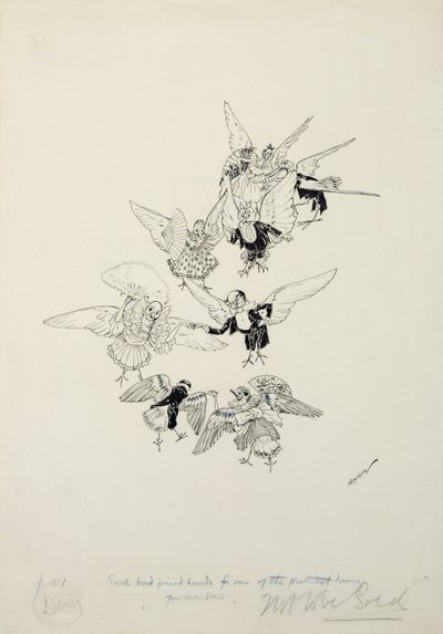 Uno dei balli più belli che tu abbia mai visto, illustrazione da The Zankiwank and the Bletherwitch, di S.J. Adair Fitzgerald, pubblicato 1896 da Arthur Rackham