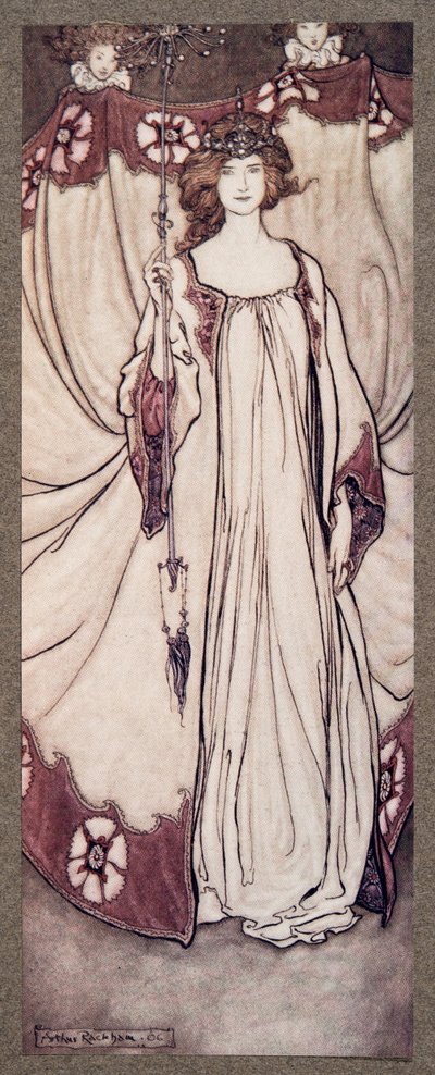 Regina Mab, che governa nei giardini, da Peter Pan nei Giardini di Kensington di J M Barrie (1860 - 1937), pub. 1906 da Arthur Rackham