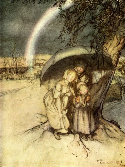 Pioggia, pioggia vai in Spagna da Arthur Rackham