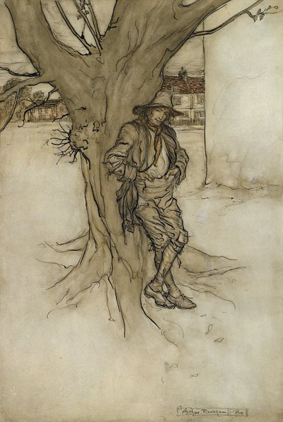 Il figlio di Rip, un esatto sosia di se stesso, mentre saliva la montagna, 1904 da Arthur Rackham