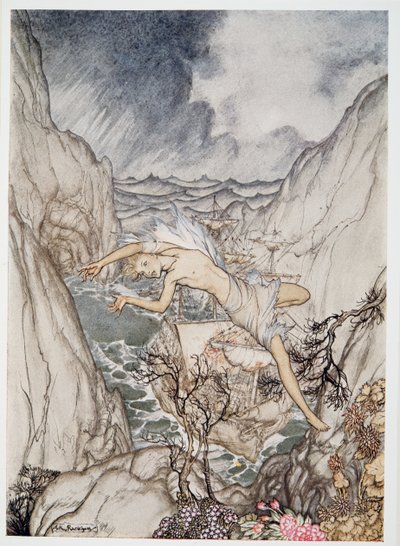 Sicura in porto è la nave del re, illustrazione da La Tempesta di William Shakespeare, pub. 1926 da Arthur Rackham