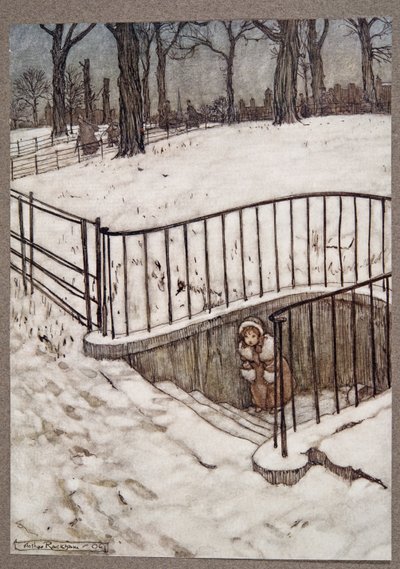 Corse al pozzo di St Govers e si nascose, da Peter Pan nei Giardini di Kensington di J M Barrie (1860 - 1937), pub. 1906 da Arthur Rackham