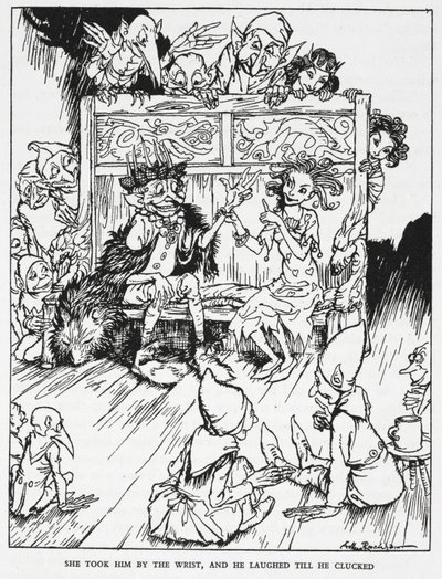 "Lo prese per il polso, e lui rise fino a scoppiare". Fanciulle elfiche e goblin. Illustrazione per 