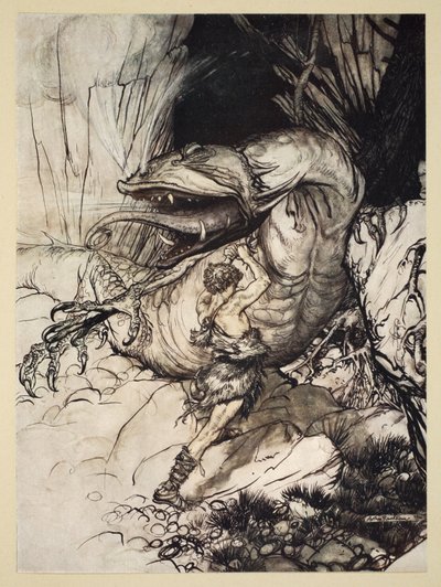 Sigfrido uccide Fafner, illustrazione da 