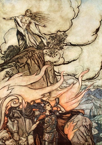 Sigfrido lascia Brunilde in cerca di avventure, 1924 da Arthur Rackham