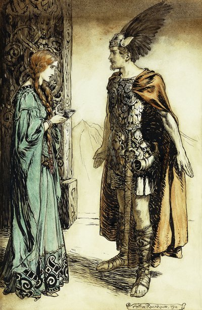 Siegfried incontra Gutrune: Il crepuscolo degli dei, 1911 da Arthur Rackham