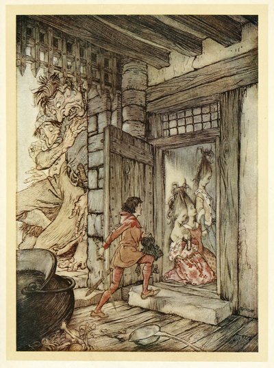 Prendendo le chiavi del castello, Jack aprì tutte le porte, da Fiabe inglesi, pub. 1922 da Arthur Rackham