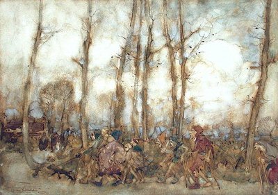 I mendicanti stanno arrivando in città da Arthur Rackham