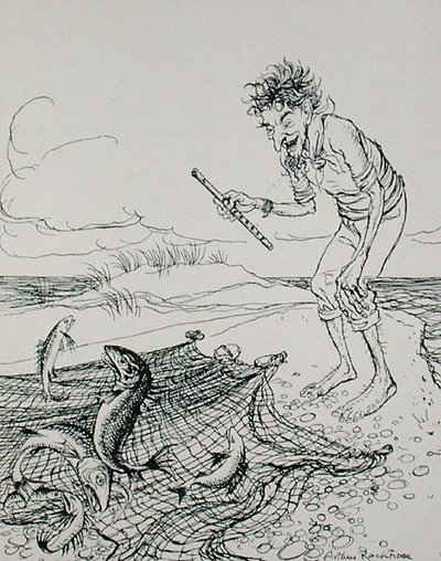 Il pescatore che suona il flauto, illustrazione da 