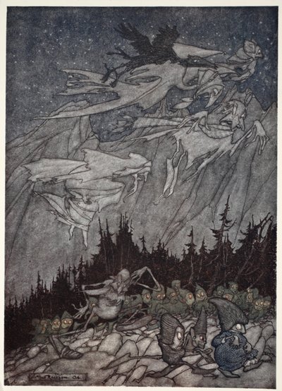 Le montagne di Kaatskill erano sempre state infestate da esseri strani, da Rip Van Winkle di Washington Irving, pub. 1910 da Arthur Rackham
