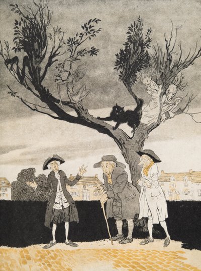 Gli uomini di Sleepy Hollow (copertina interna), da La leggenda di Sleepy Hollow di Washington Irving (1783 - 1859), pub. 1928 da Arthur Rackham