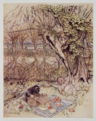 La Talpa chiese come favore di poter disfare tutto da sola, da Il vento nei salici di Kenneth Grahame, pub. 1940 da Arthur Rackham