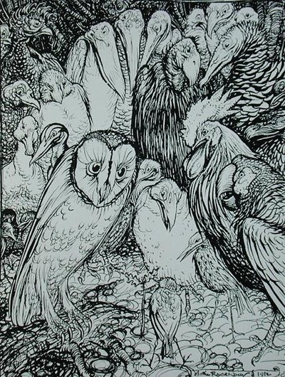 Il Gufo e gli Uccelli, illustrazione da 