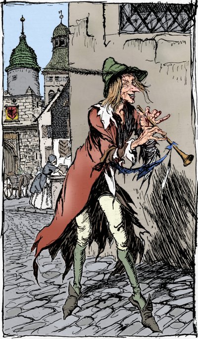 Il pifferaio magico di Hamelin, 1934 da Arthur Rackham