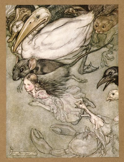 La pozza di lacrime, da Le avventure di Alice nel Paese delle Meraviglie, di Lewis Carroll, pub. 1907 da Arthur Rackham