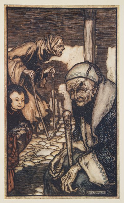 Gli Struldbrug, da I Viaggi di Gulliver di Jonathan Swift (1667 - 1745), pub. 1909 da Arthur Rackham