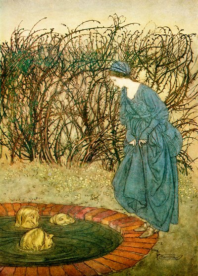 Le tre teste del pozzo, da Fiabe inglesi raccontate da F.A. Steel, 1927 da Arthur Rackham