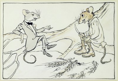Il topo di città e il topo di campagna, illustrazione da Le favole di Esopo, pubblicato 1912 da Arthur Rackham