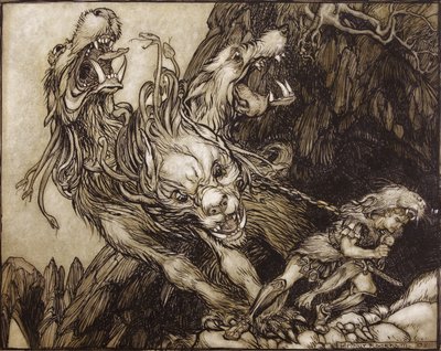 La dodicesima fatica di Ercole, illustrazione da The Greek Heroes di B.G. Niebuhr, 1903 da Arthur Rackham