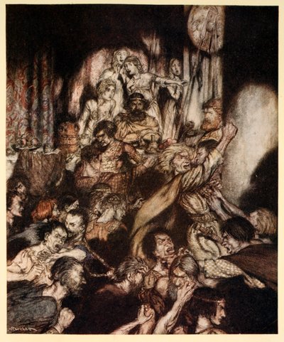 La sala del banchetto era in tumulto, illustrazione da 